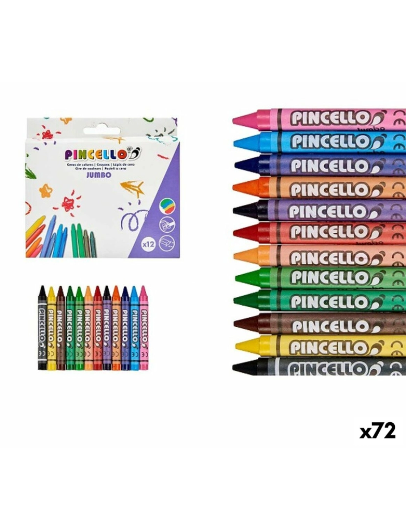 Pincello - Ceras de cores Jumbo Multicolor Cera (72 Unidades)