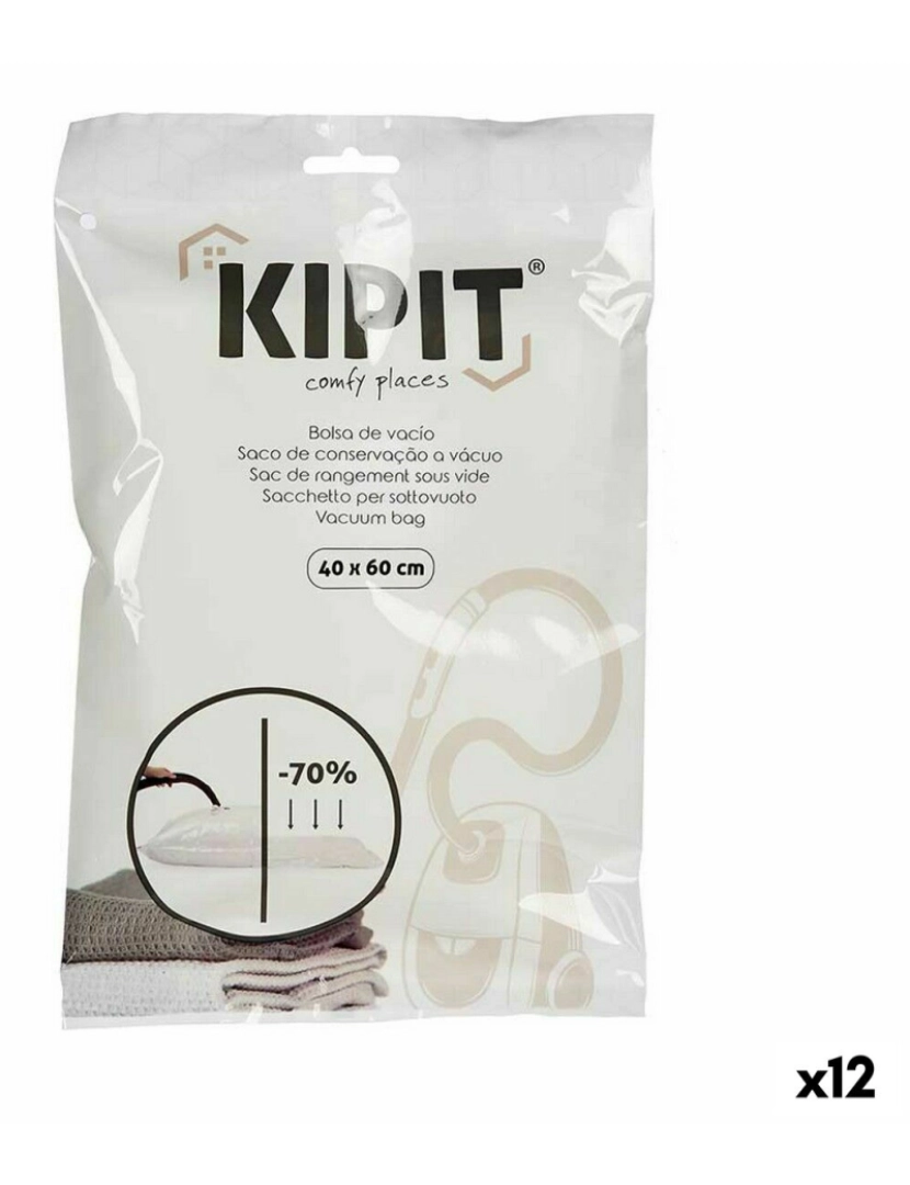 Kipit - Sacos de vácuo Transparente Plástico 40 x 60 cm (12 Unidades)