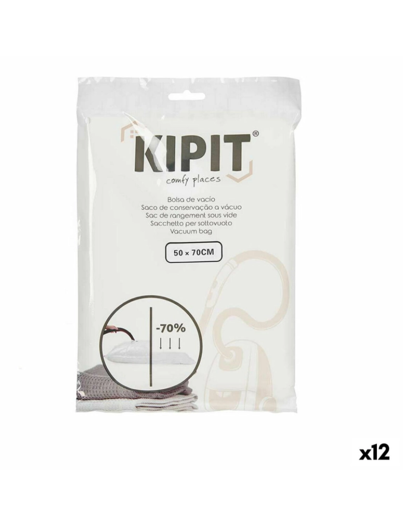 Kipit - Sacos de vácuo Transparente Plástico 50 x 70 cm (12 Unidades)
