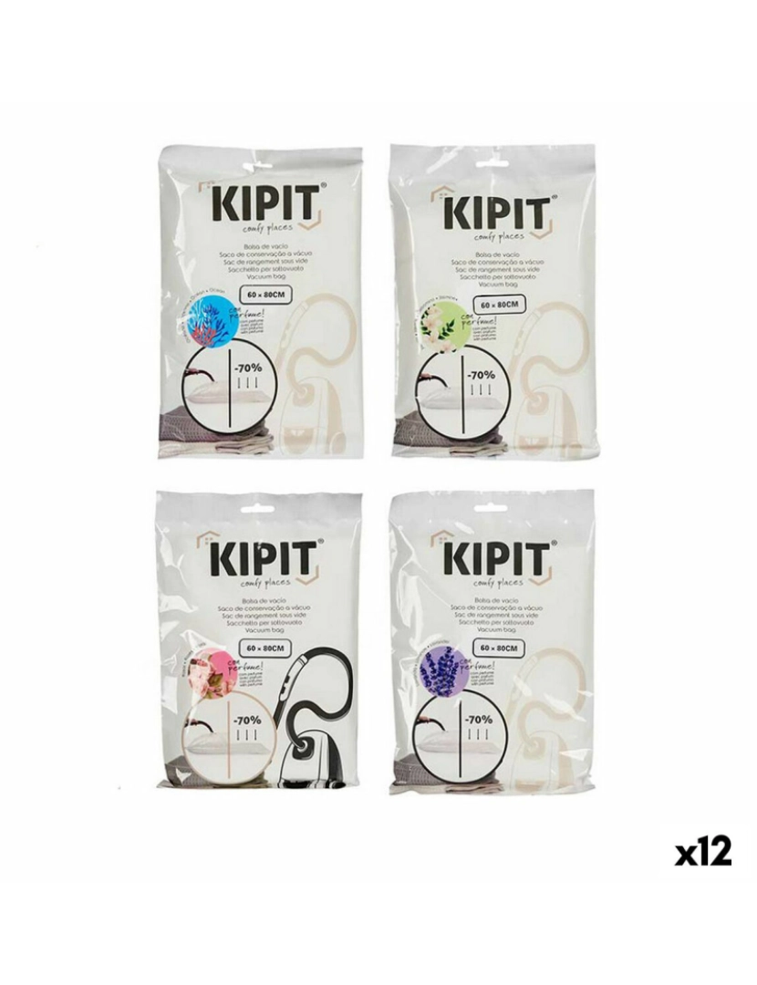 Kipit - Sacos de vácuo Transparente Plástico 60 x 80 cm (12 Unidades)