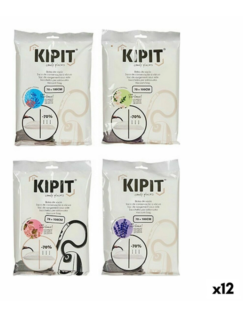 Kipit - Sacos de vácuo Transparente Plástico 70 x 100 cm (12 Unidades)