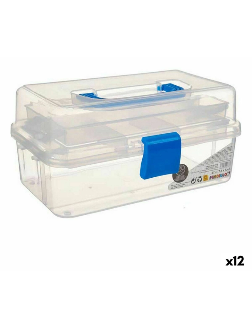 Pincello - Caixa Multiusos Azul Transparente Plástico 27 x 13,5 x 16 cm (12 Unidades)