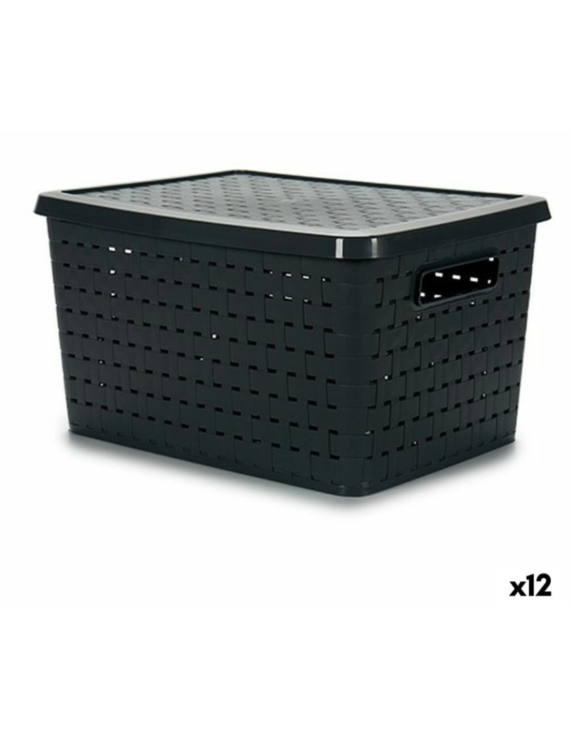 Kipit - Cesto da Roupa Com tampa Cinzento Plástico 40 L 35 x 25 x 46 cm (12 Unidades)