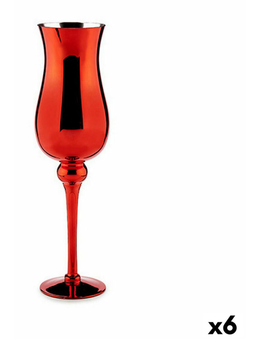 Gift Decor - Castiçais Cristal Vermelho 13,5 x 4,5 x 13,5 cm (6 Unidades)
