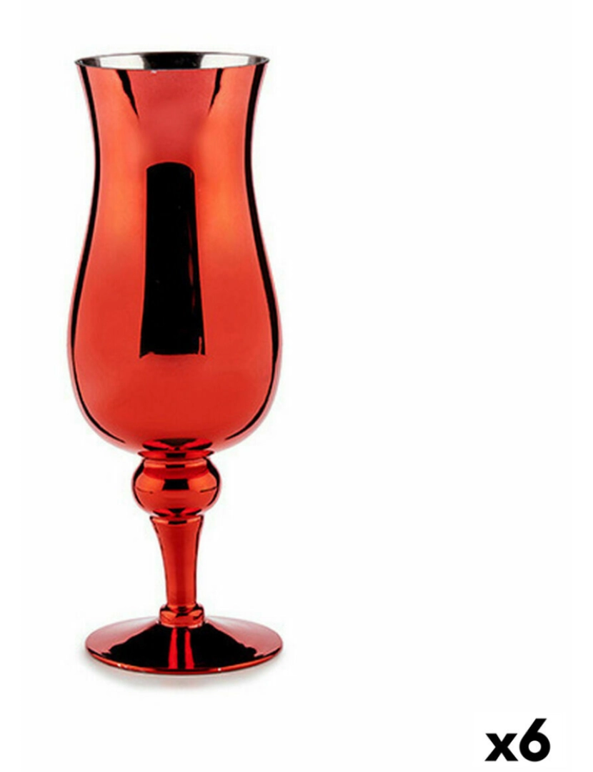 Gift Decor - Castiçais Cristal Vermelho 13,5 x 35 x 13,5 cm (6 Unidades)