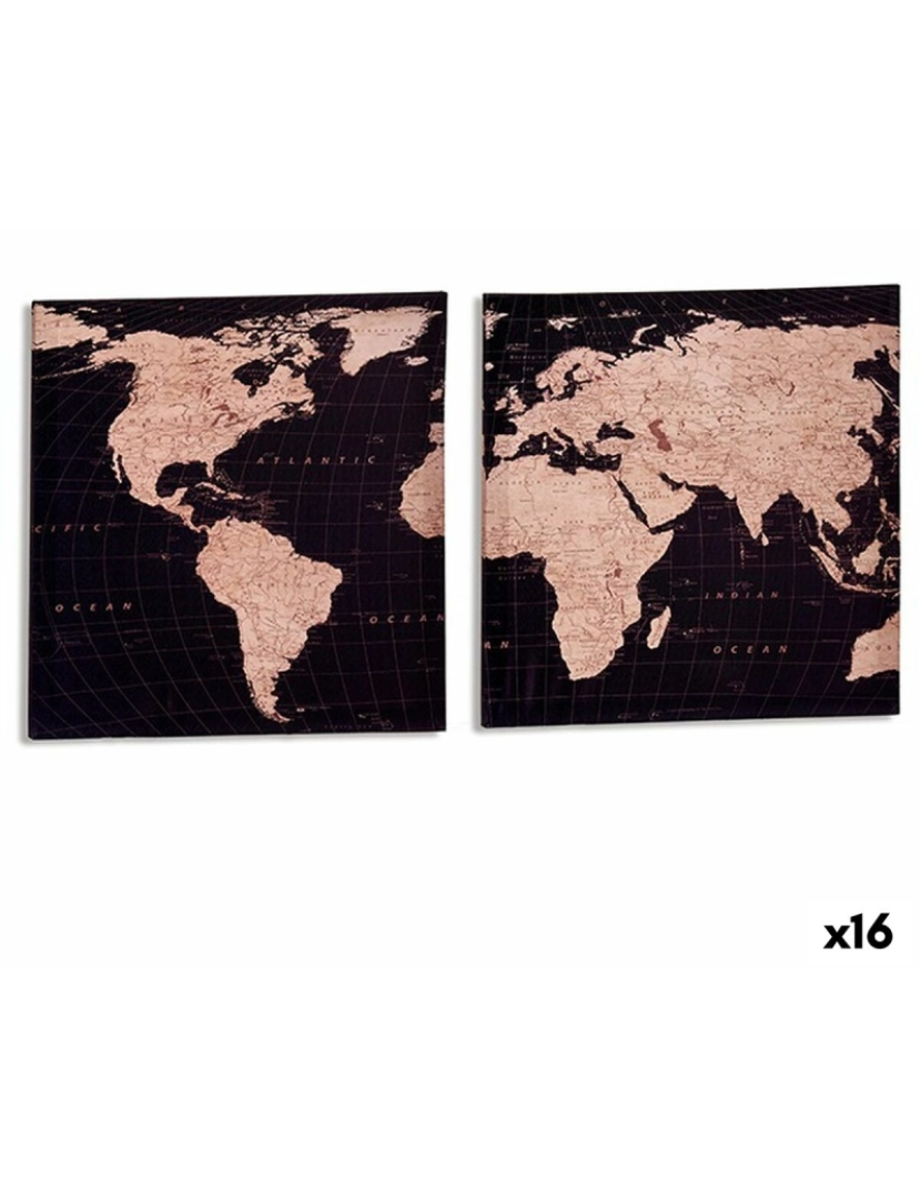 Gift Decor - Tela Mapa do Mundo 1,5 x 40 x 40 cm (16 Unidades)