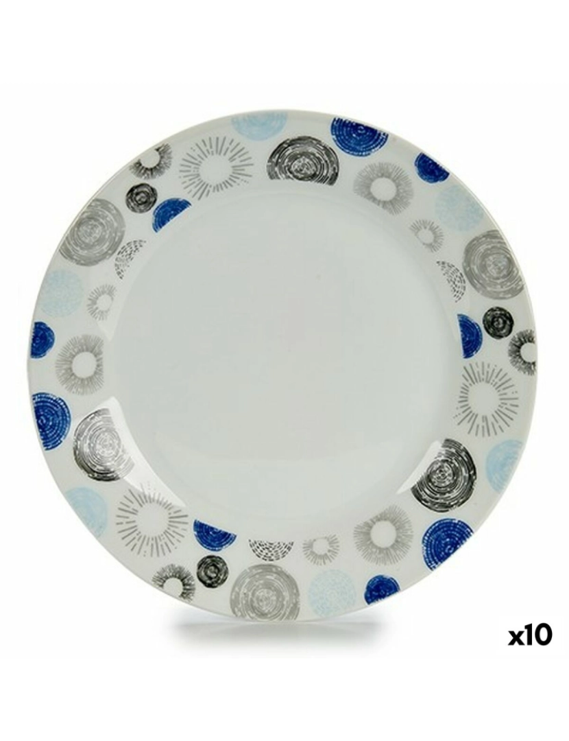 Bigbuy Home - Prato de Sobremesa   Círculos Porcelana 19 x 2 x 19 cm (10 Unidades)