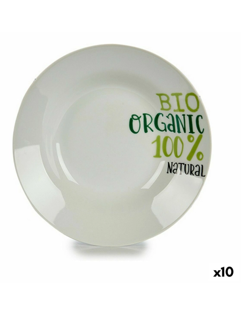 imagem de Prato Fundo Organic Branco Verde Ø 20,6 cm Porcelana (10 Unidades)1