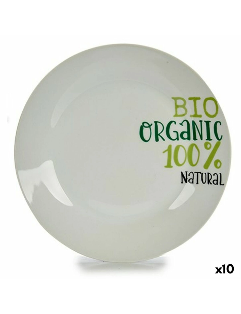 Bigbuy Home - Prato de Jantar Organic Porcelana 24,4 x 2,6 x 24,4 cm (10 Unidades)
