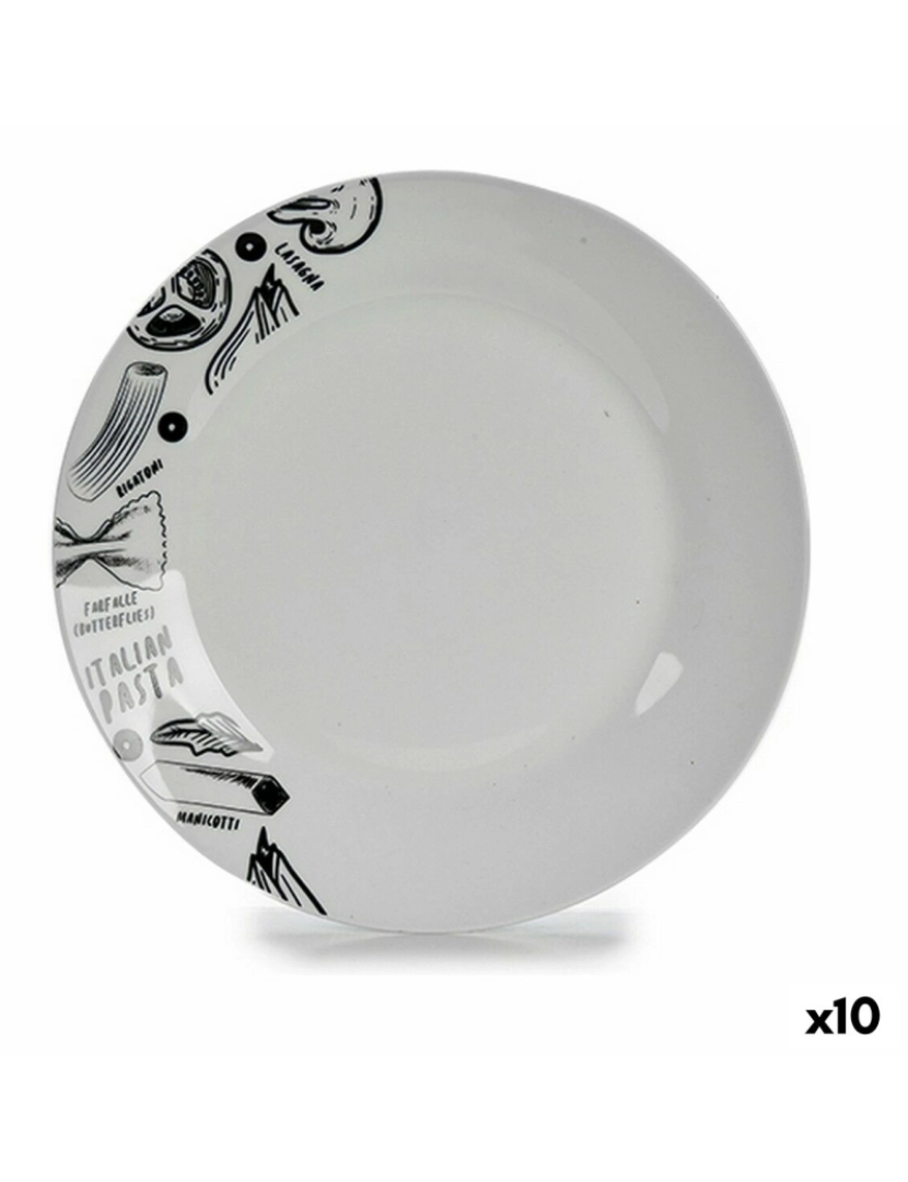imagem de Prato de Jantar Ø 24,4 cm Branco Preto Porcelana Pasta (10 Unidades)1
