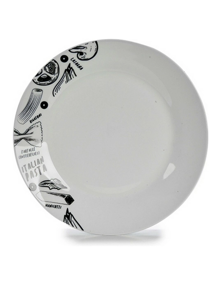 imagem de Prato de Jantar Ø 24,4 cm Branco Preto Porcelana Pasta (10 Unidades)2