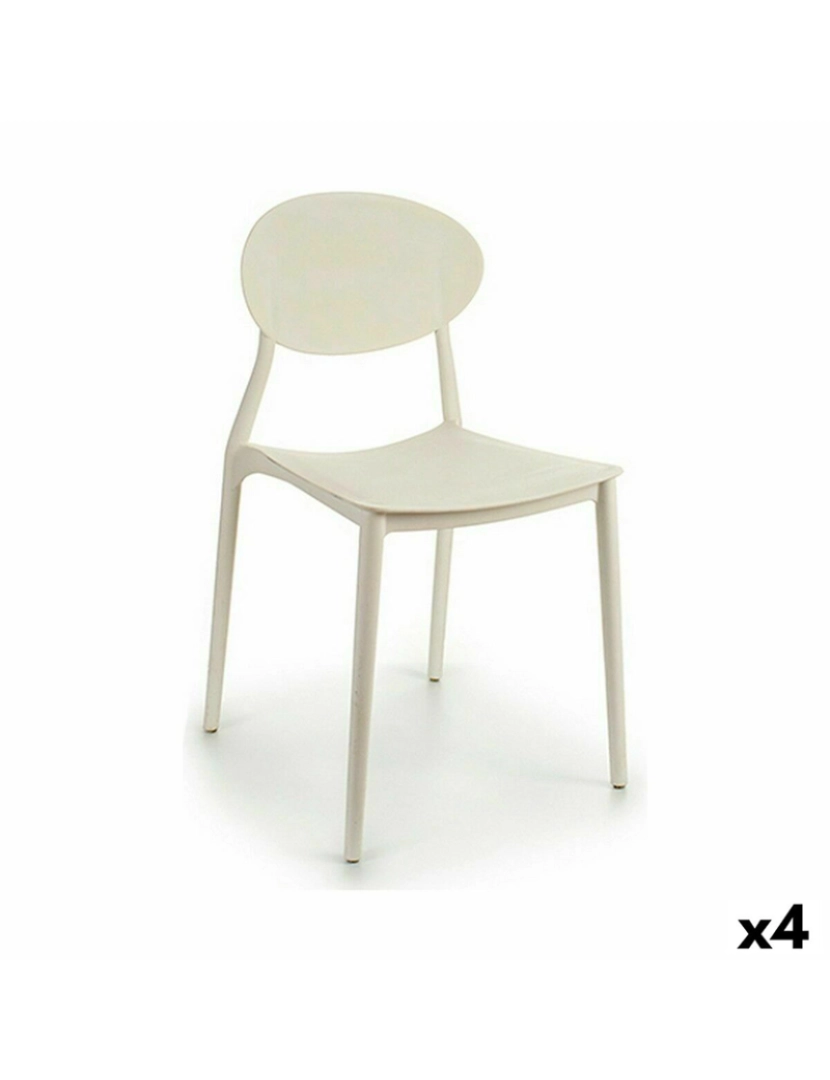 BB - Cadeira de Sala de Jantar Branco Plástico 41 x 81 x 49 cm (4 Unidades)
