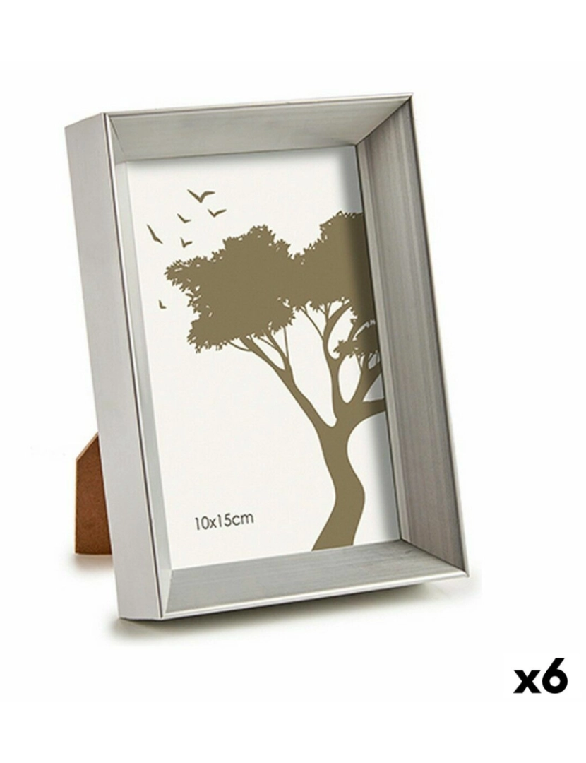 Gift Decor - Moldura de Fotos 12,5 x 17,3 x 3,5 cm Prateado Plástico Vidro (6 Unidades)