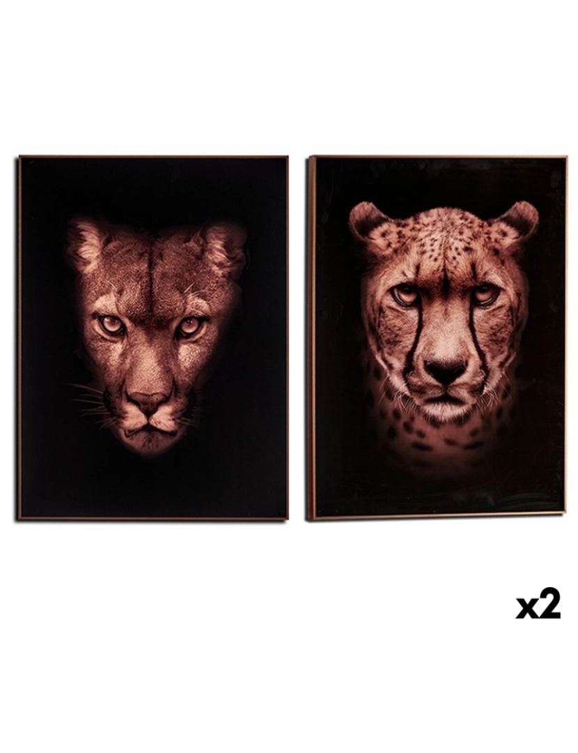 Gift Decor - Pintura Leopardo Aglomerado 61,5 x 3 x 81,5 cm (2 Unidades)