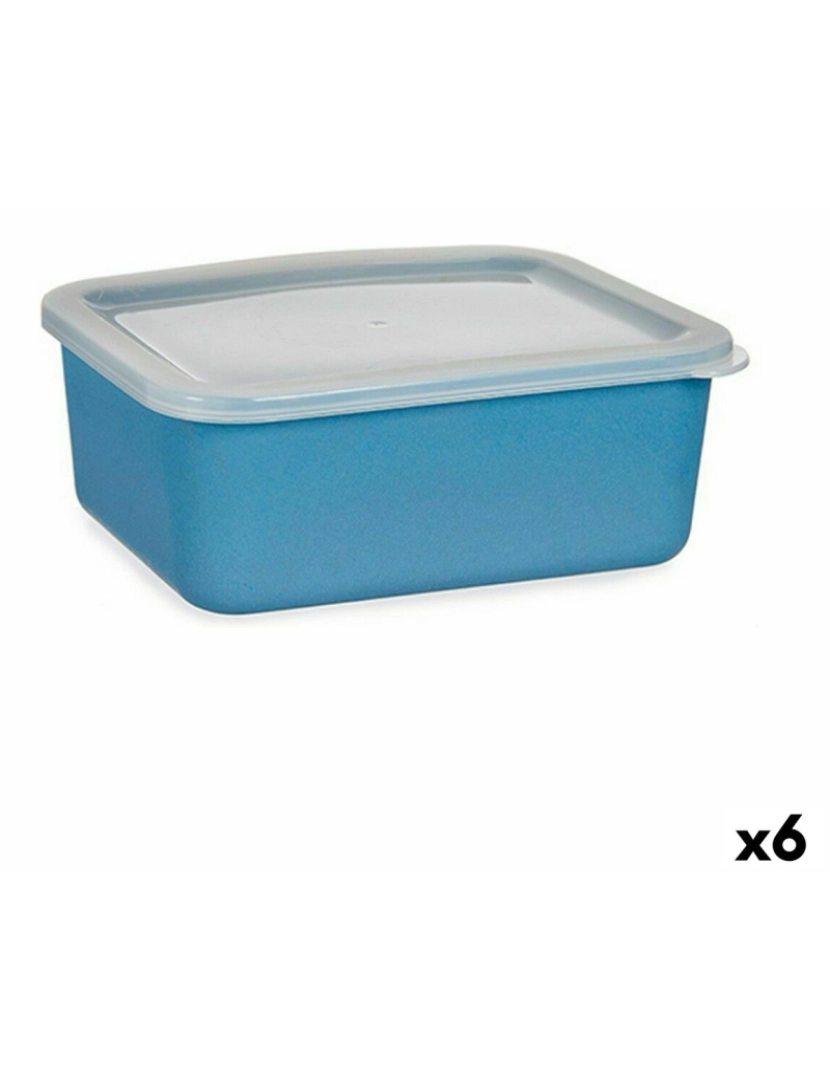 Bigbuy Home - Bandeja com tampa Bambu Melamina Azul escuro 14,5 x 7 x 19,5 cm (6 Unidades)