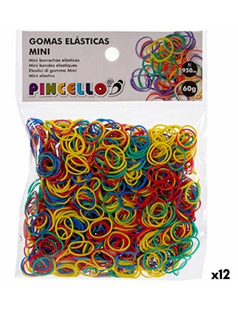 Pincello - Tiras elásticas Mini Multicolor Ø 1,3 cm (12 Unidades)