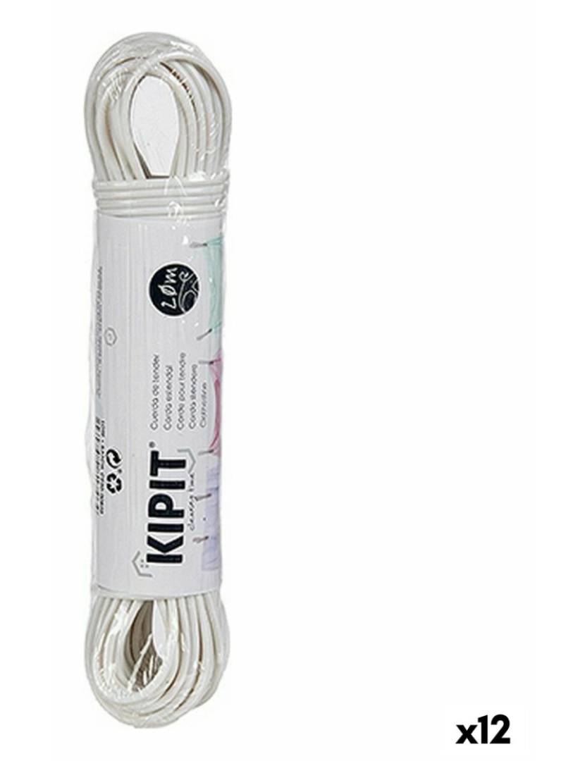 Kipit - Corda para estendal Branco PVC 20 m (12 Unidades)