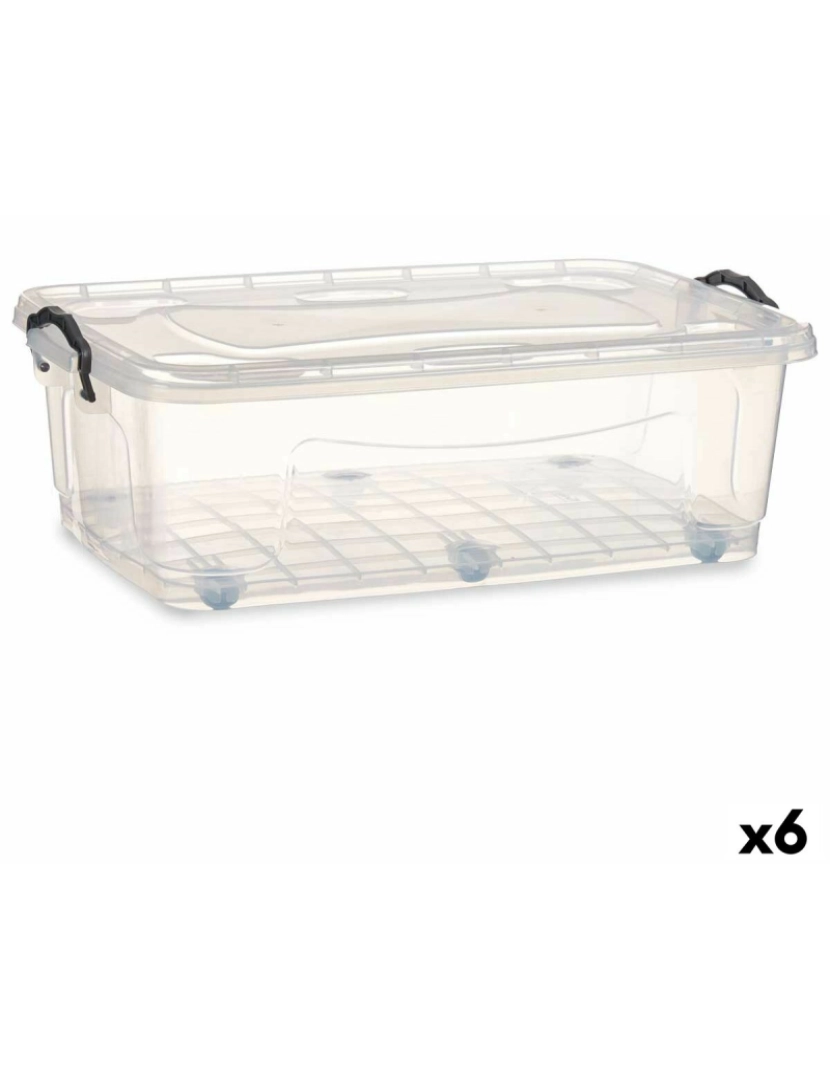 imagem de Caixa de Armazenamento com Rodas Transparente Plástico 30 L 40 x 20,5 x 63 cm (6 Unidades)1