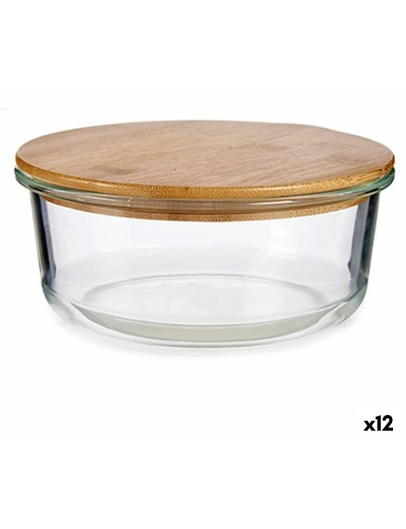 Vivalto - Lancheira Redonda com Tampa Bambu 17 x 7 x 17 cm (12 Unidades)