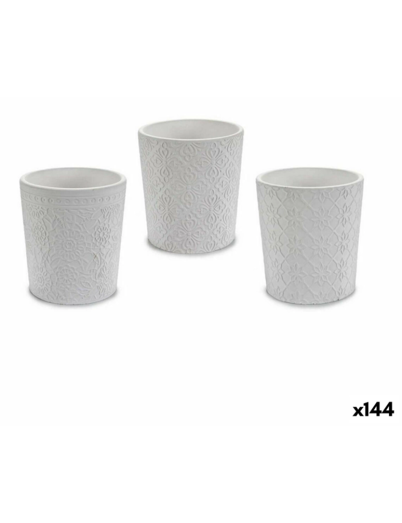 Ibergarden - Plantador Padrão Branco Cerâmica 12,3 x 12 x 12,3 cm (144 Unidades)