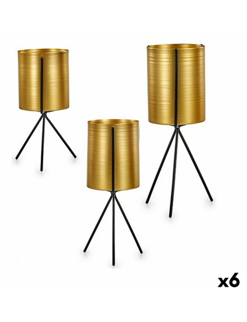 Gift Decor - Conjunto de vasos Preto Dourado Metal (6 Unidades)