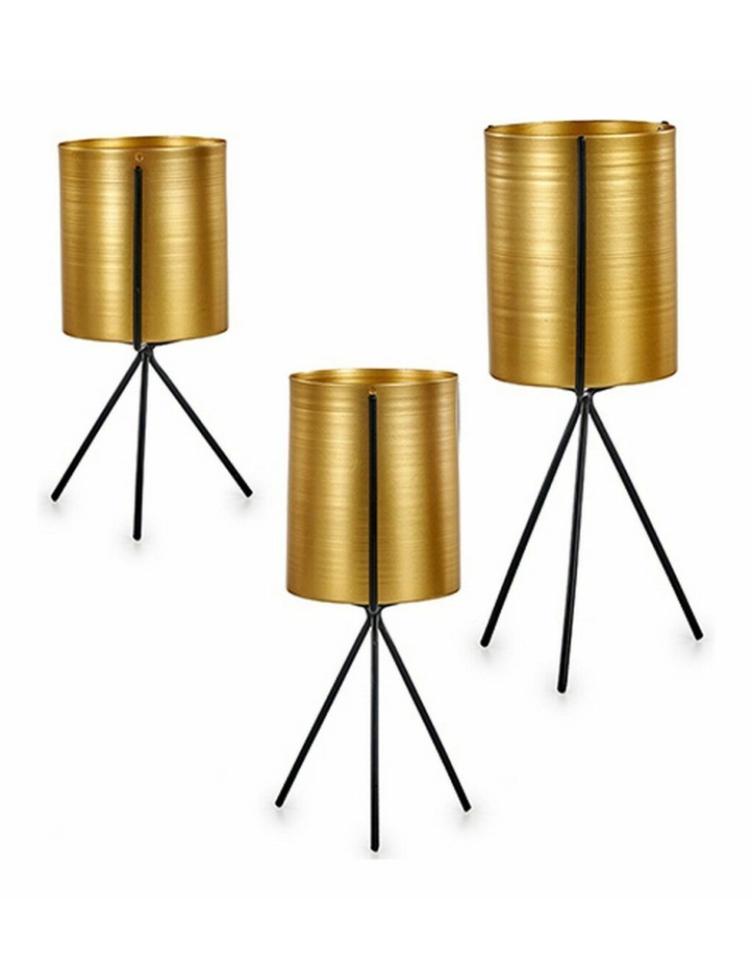 imagem de Conjunto de vasos Preto Dourado Metal (6 Unidades)2