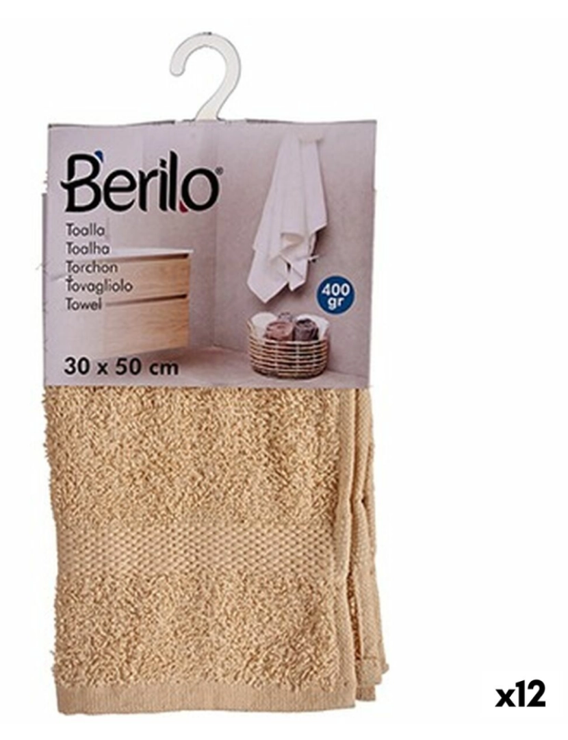 Berilo - Toalha de banho Creme 30 x 50 cm (12 Unidades)