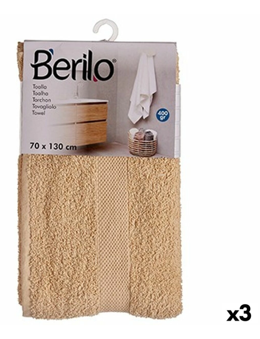 Berilo - Toalha de banho Creme 70 x 130 cm (3 Unidades)