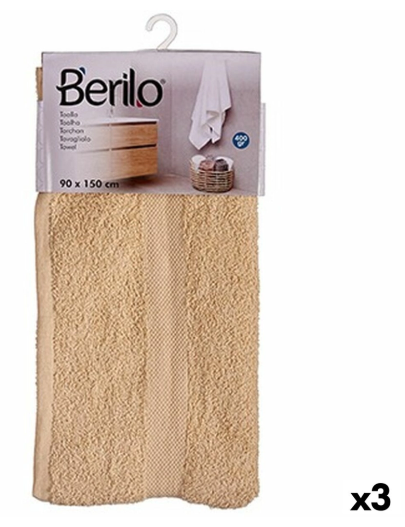 Berilo - Toalha de banho 90 x 150 cm Creme (3 Unidades)