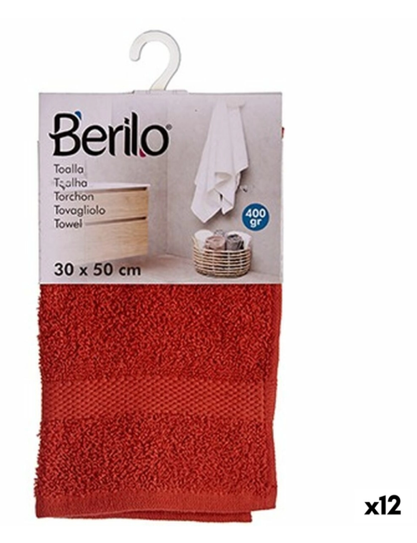 Berilo - Toalha de banho Cor terracota 30 x 50 cm (12 Unidades)