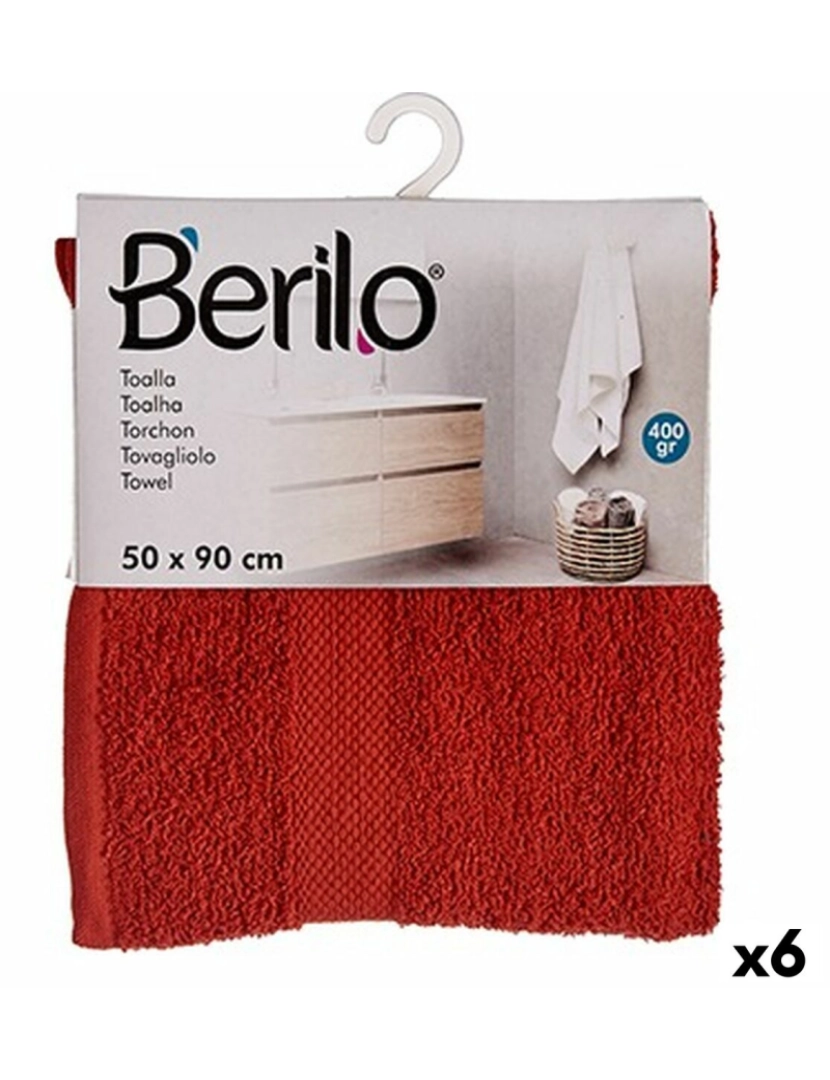 Berilo - Toalha de banho Cor terracota 50 x 90 cm (6 Unidades)