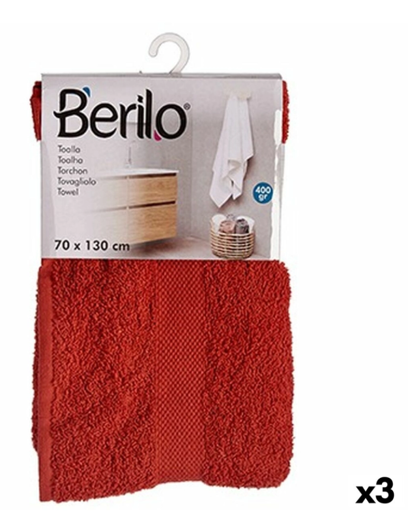 Berilo - Toalha de banho Cor terracota 70 x 130 cm (3 Unidades)