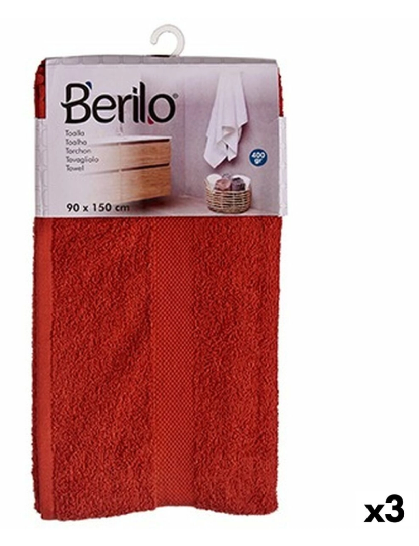 Berilo - Toalha de banho 90 x 150 cm Cor terracota (3 Unidades)