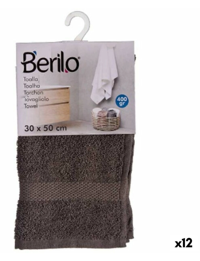 Berilo - Toalha de banho Cinzento 30 x 50 cm (12 Unidades)