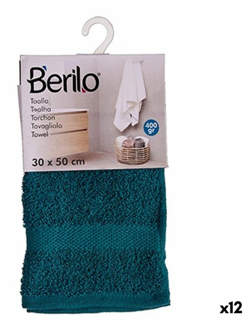 Berilo - Toalha de banho Azul 30 x 50 cm (12 Unidades)