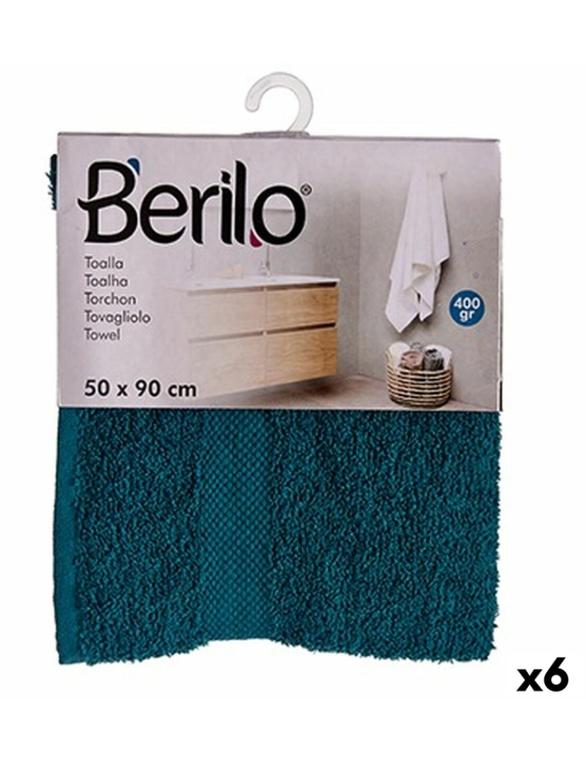 Berilo - Toalha de banho Azul 50 x 90 cm (6 Unidades)