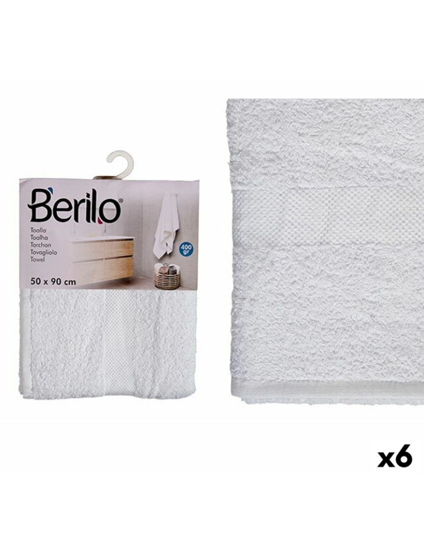 Berilo - Toalha de banho 50 x 90 cm Branco (6 Unidades)