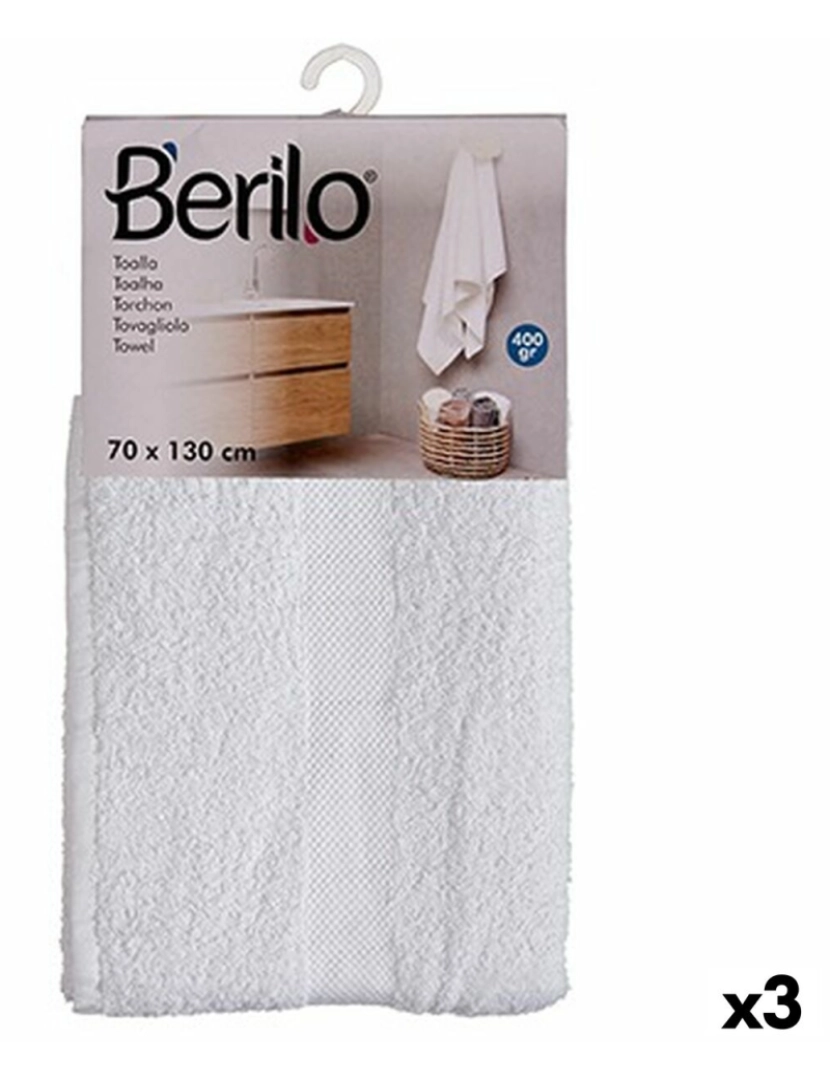 Berilo - Toalha de banho Branco 70 x 130 cm (3 Unidades)