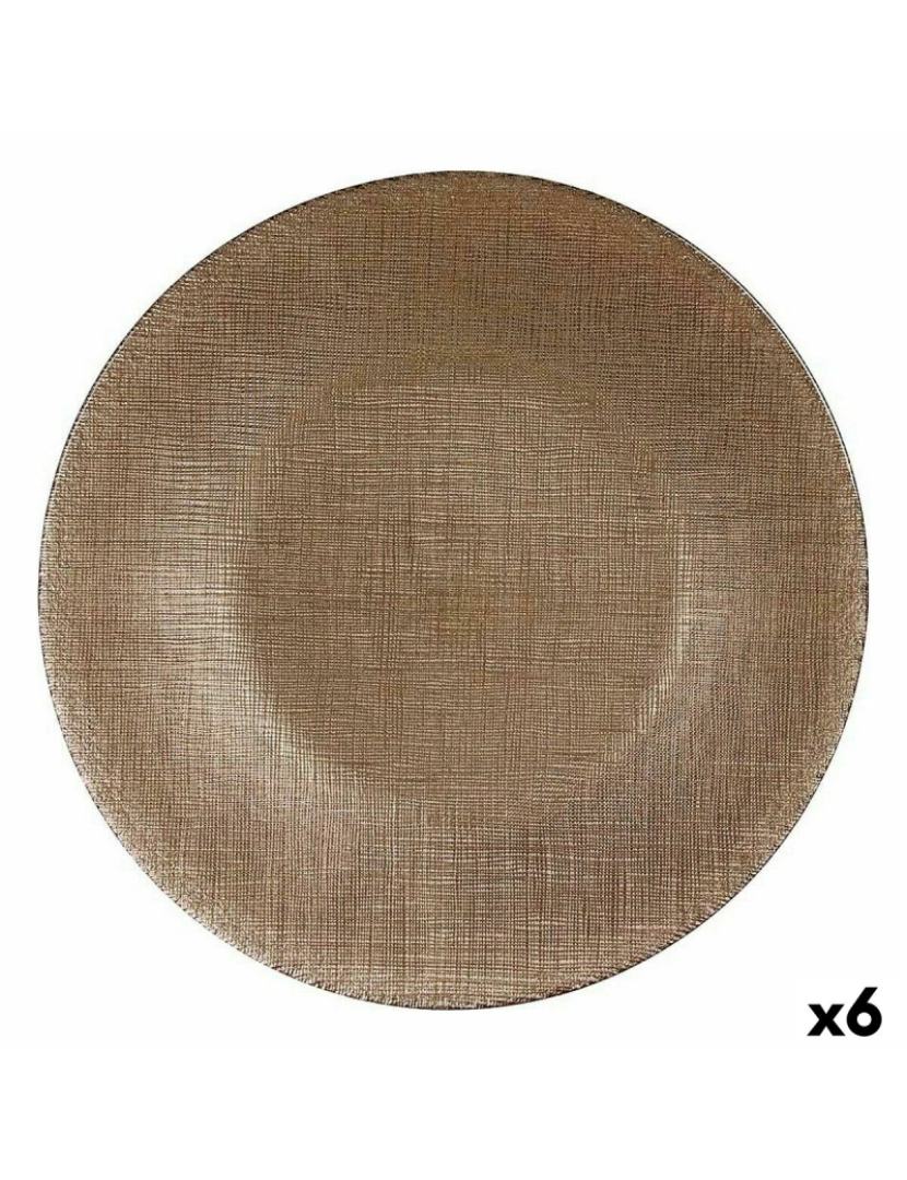 Vivalto - Prato de Jantar Dourado Vidro 27 x 2 x 27 cm (6 Unidades)
