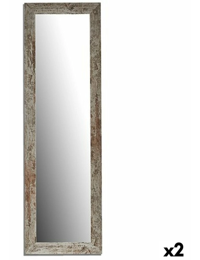 Gift Decor - Espelho de parede Harry Branco Madeira Vidro 40,5 x 130,5 x 1,5 cm (2 Unidades)