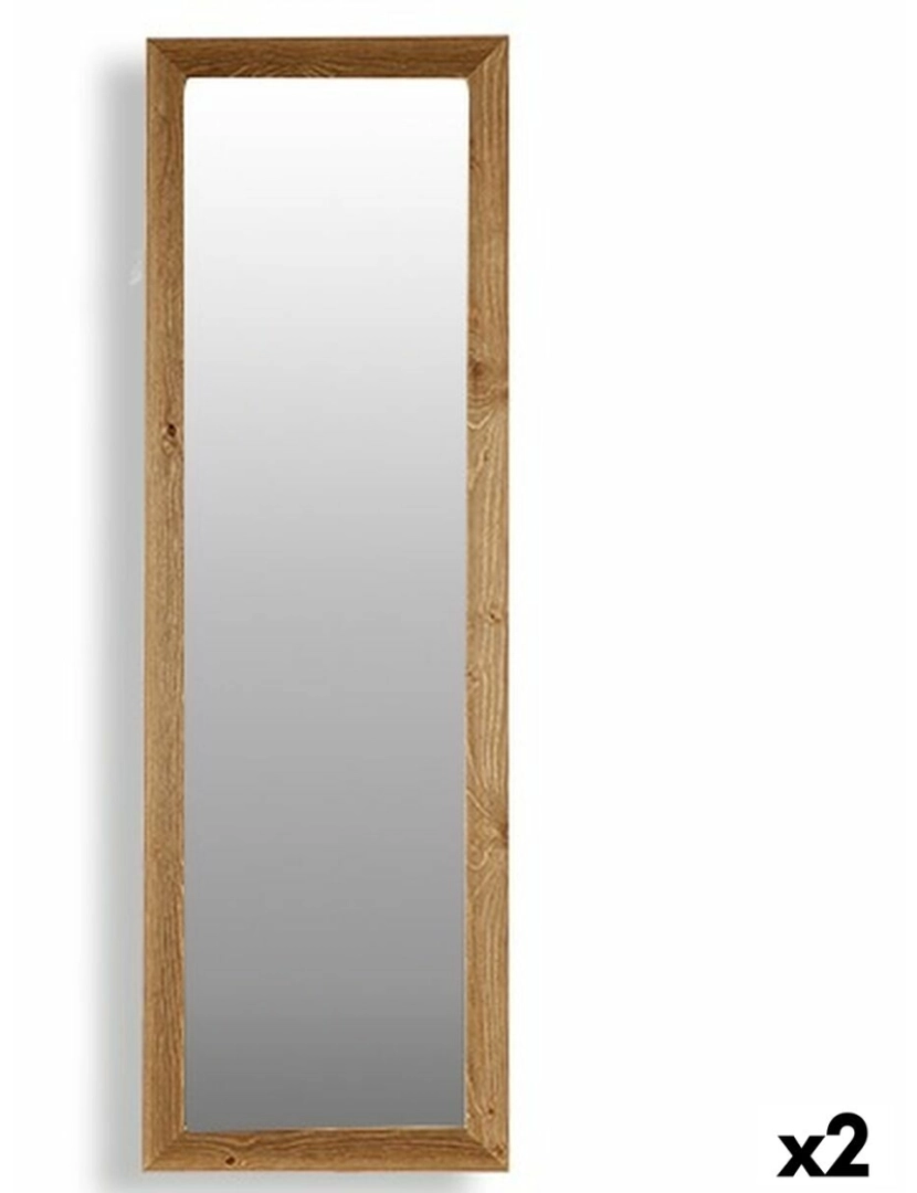 Gift Decor - Espelho de parede Canada Castanho Madeira Cristal 48 x 150 x 2 cm (2 Unidades)