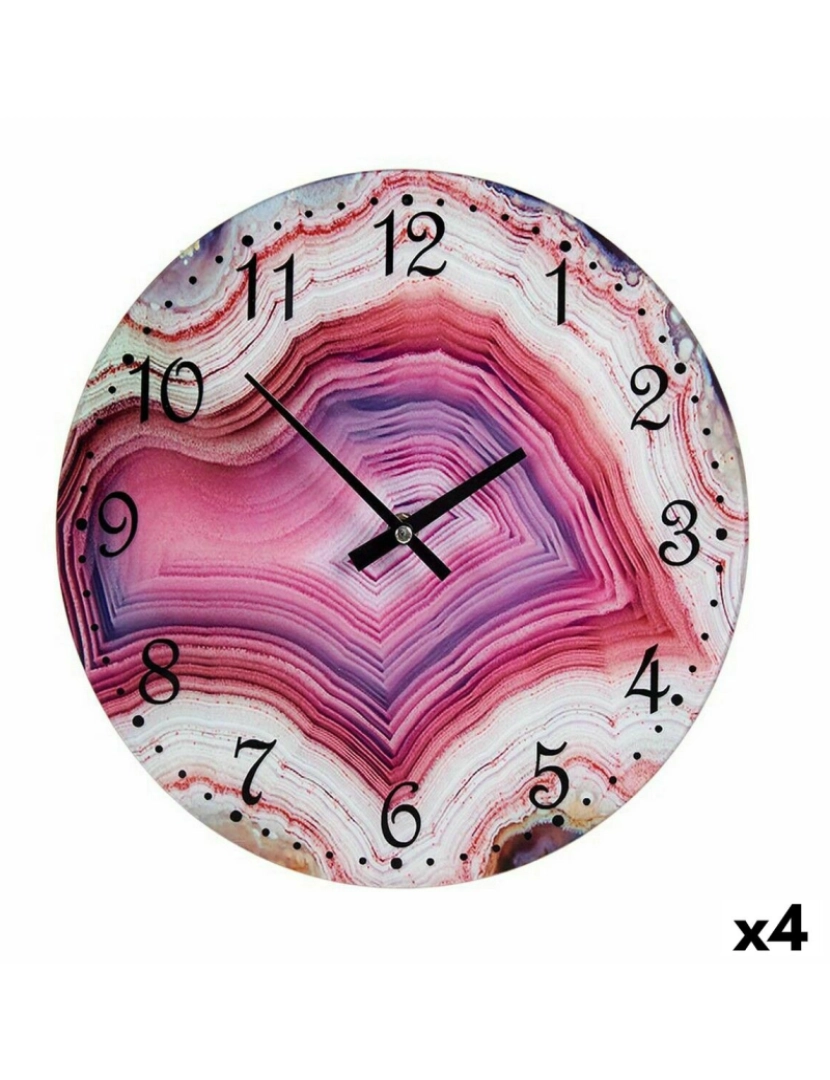Gift Decor - Relógio de Parede Mármore Cor de Rosa Cristal 30 x 4 x 30 cm (4 Unidades)