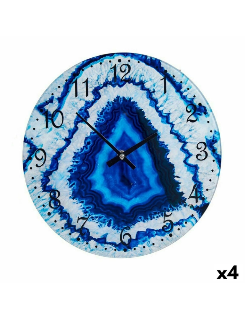 Gift Decor - Relógio de Parede Mármore Azul Cristal 30 x 4 x 30 cm (4 Unidades)