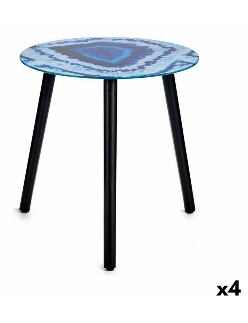 Gift Decor - Mesa de apoio Mármore Azul Preto Cristal 40 x 41,5 x 40 cm (4 Unidades)