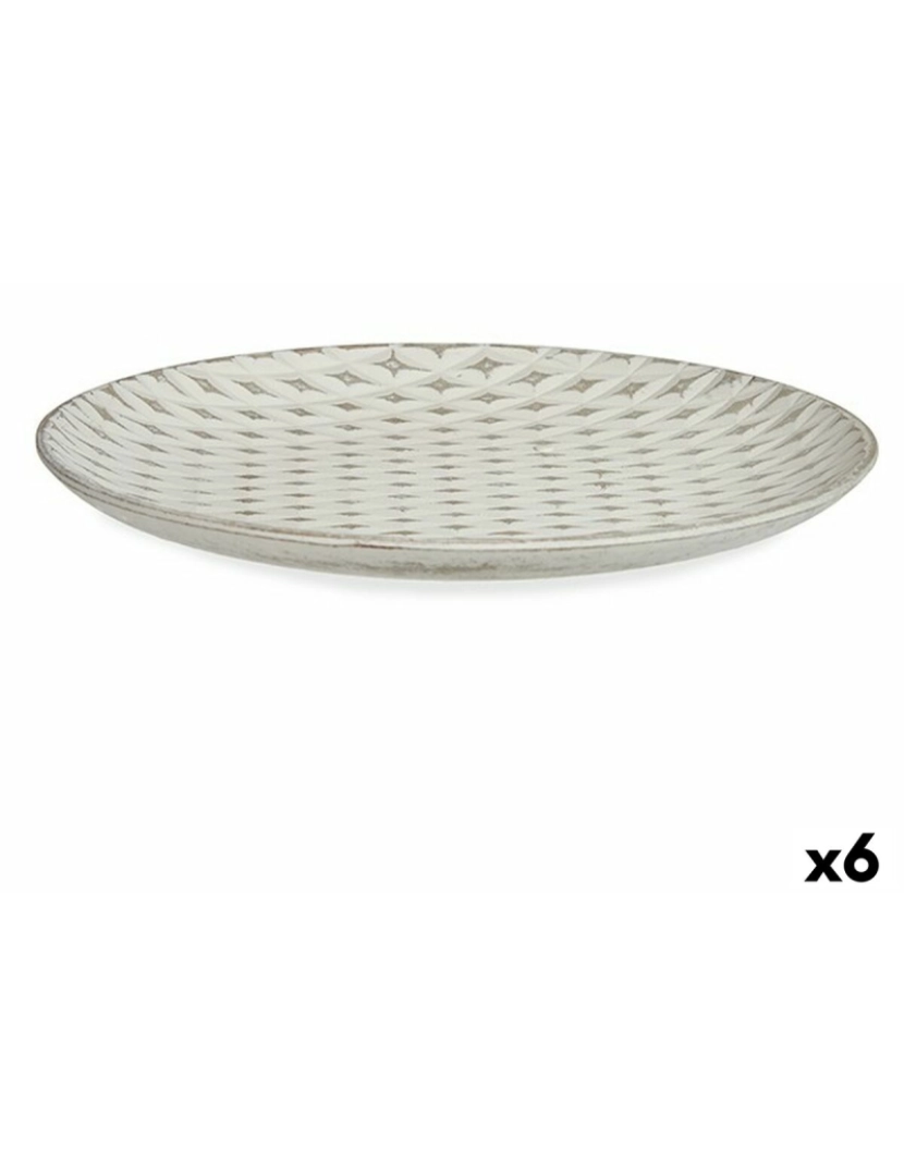 Gift Decor - Prato Decorativo Ø 29 cm Losangos Branco Madeira MDF (6 Unidades)