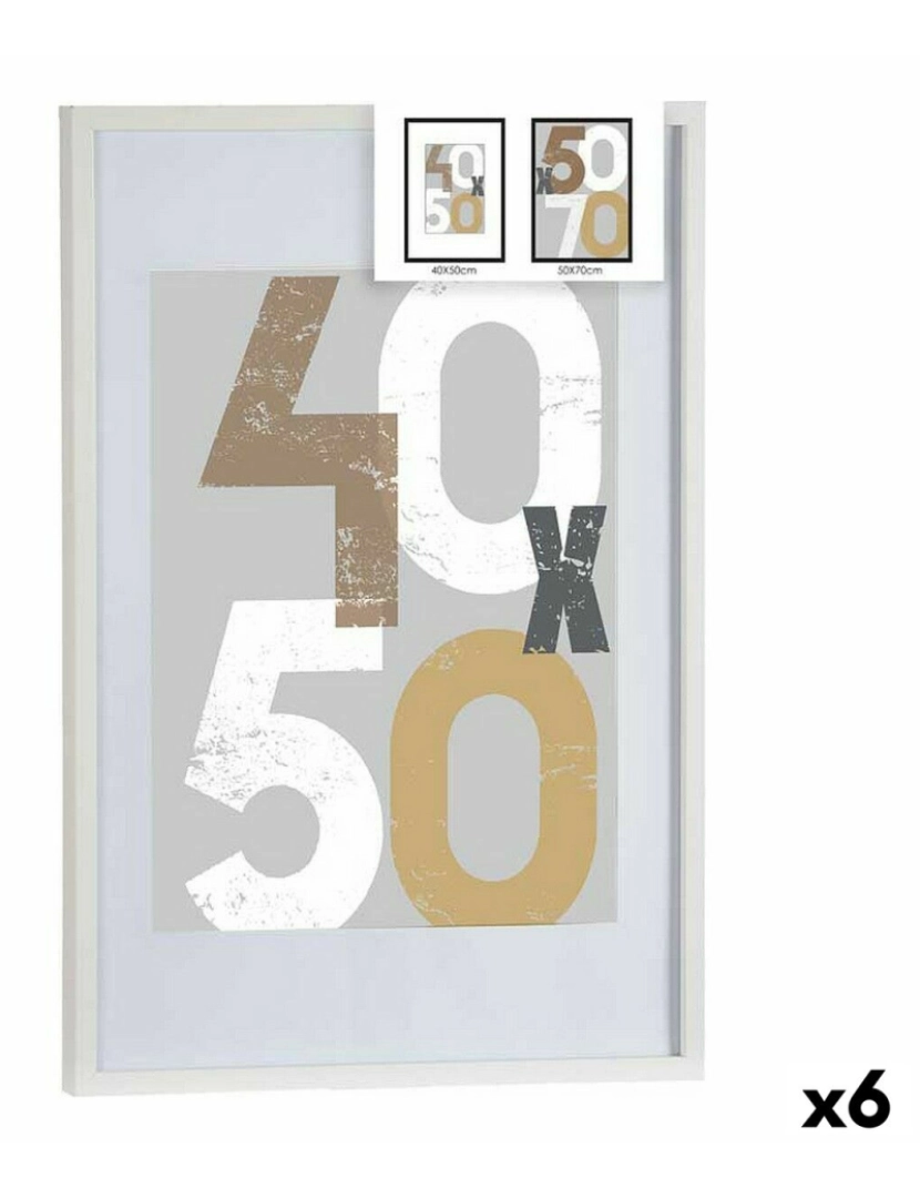 Gift Decor - Moldura de Fotos 52,5 x 2,5 x 72,5 cm Branco Plástico Madeira MDF (6 Unidades)
