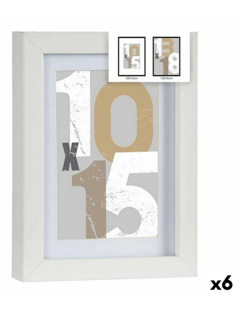 Gift Decor - Moldura de Fotos Branco Vidro Madeira MDF 16 x 21 x 2,5 cm (6 Unidades)