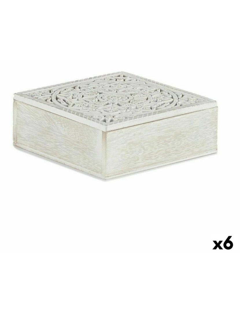 imagem de Caixa Decorativa Branco Madeira 18 x 6,5 x 18 cm (6 Unidades)1
