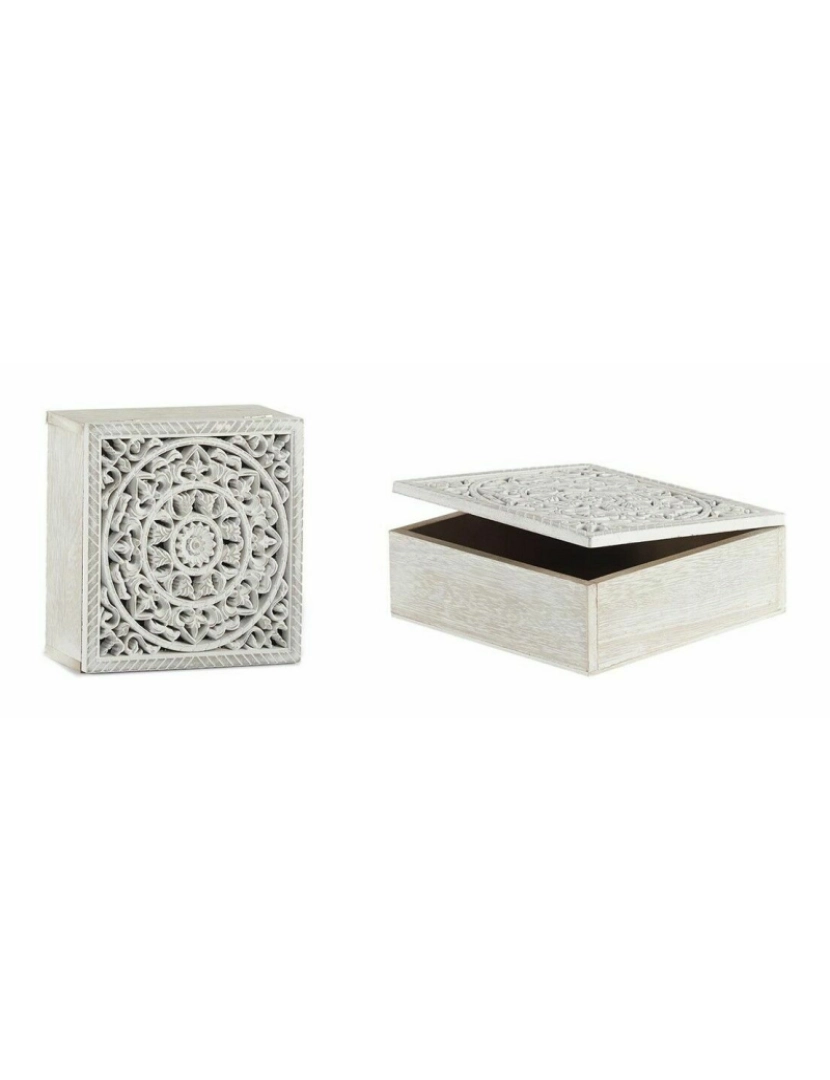 imagem de Caixa Decorativa Branco Madeira 18 x 6,5 x 18 cm (6 Unidades)3