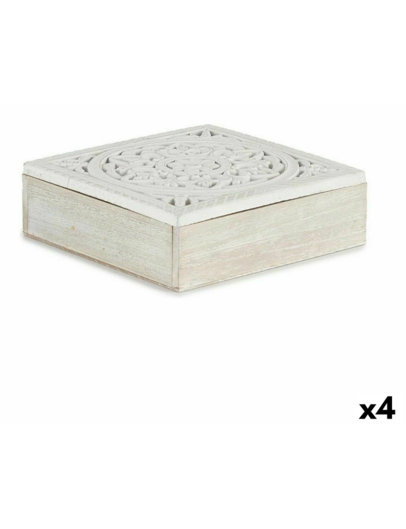 Gift Decor - Caixa Decorativa Branco Madeira 22 x 7,5 x 22 cm (4 Unidades)